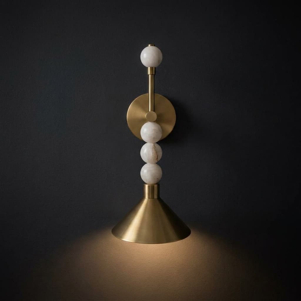 ArtLoka Modern Alabaster Wall Light, Brass Bedside Sconce (ALK-003) - image 1