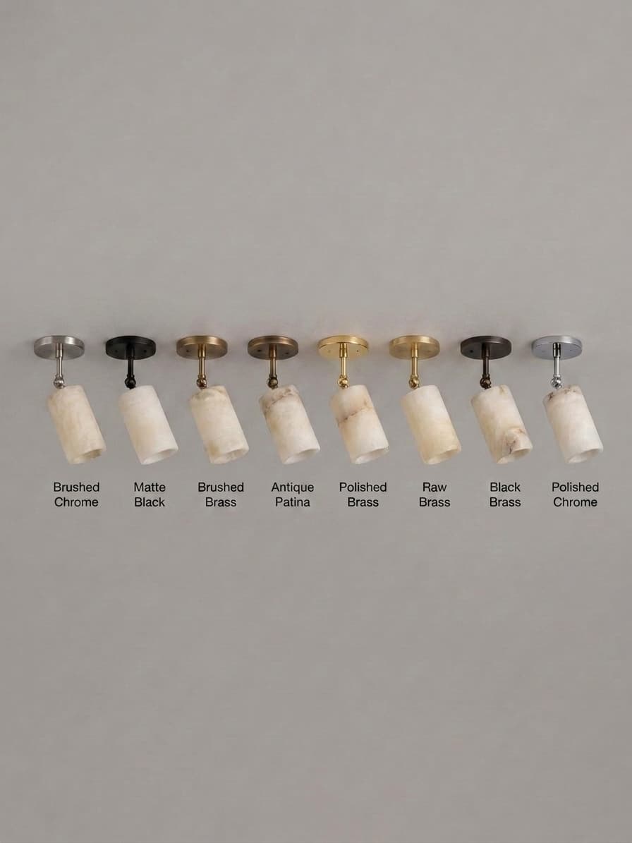 ArtLoka Modern Brass Spotlight with Marble Shade – Adjustable Semi Flush Mount Lamp (ALK-032) - image 1
