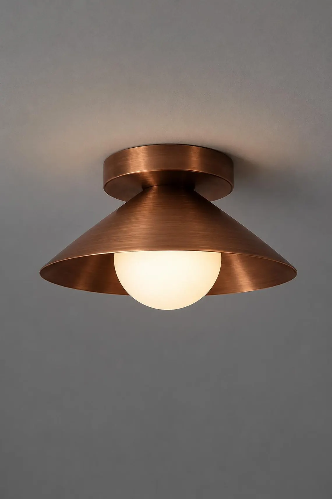 Brass flush mount ceiling light with globe shade (ALK-041) - image 1