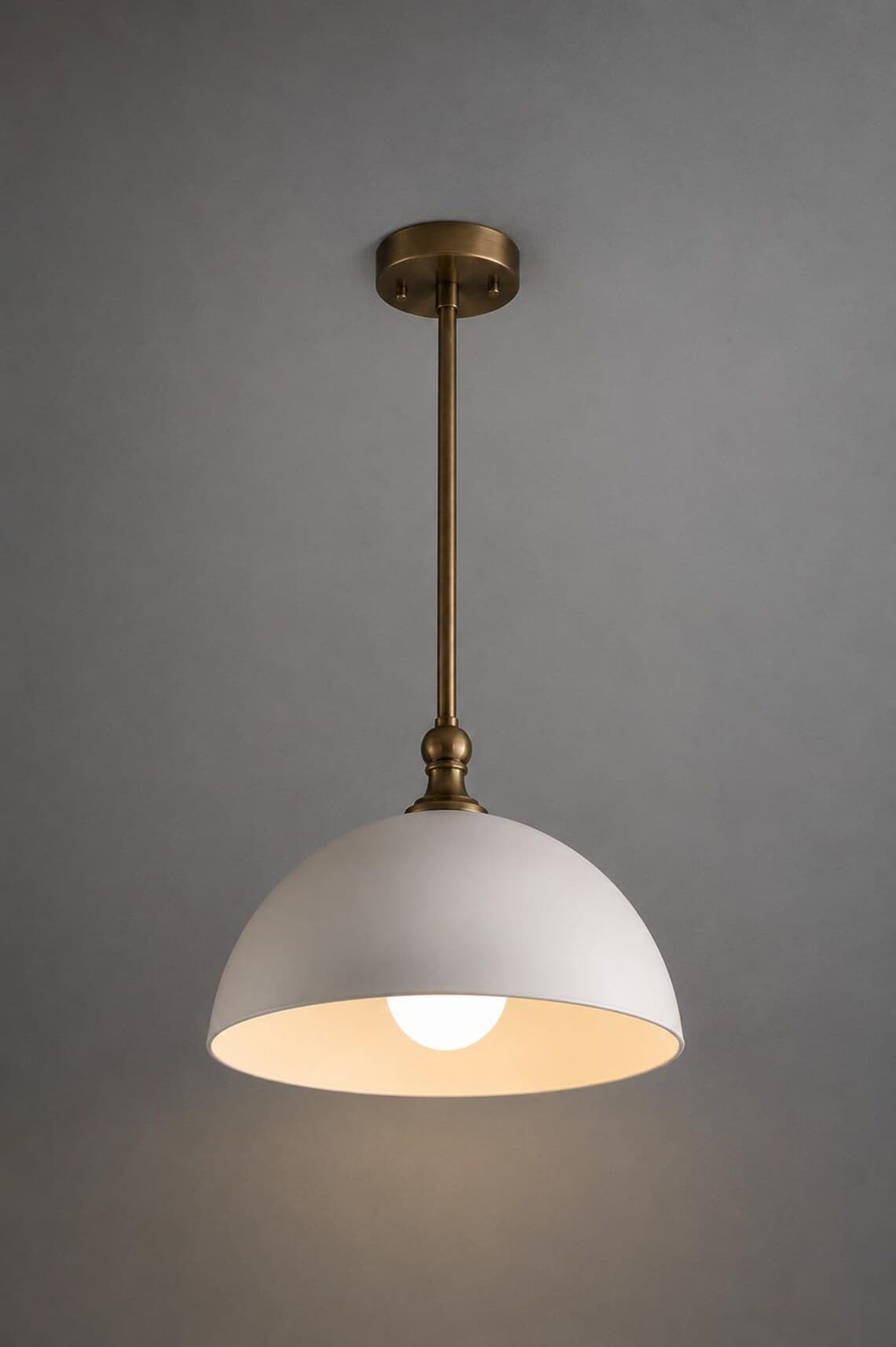 White dome pendant light with antique brass finish (ALK-051) - image 1